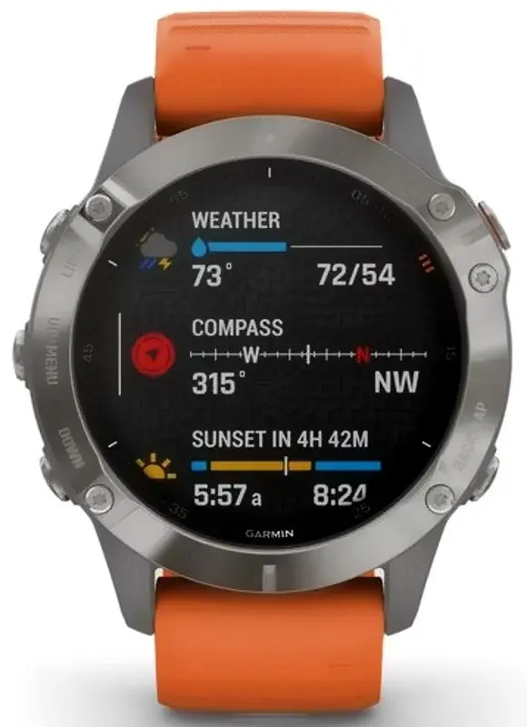 Ceas inteligent Garmin Fenix 6 Sapphire (Titan/Orange)
