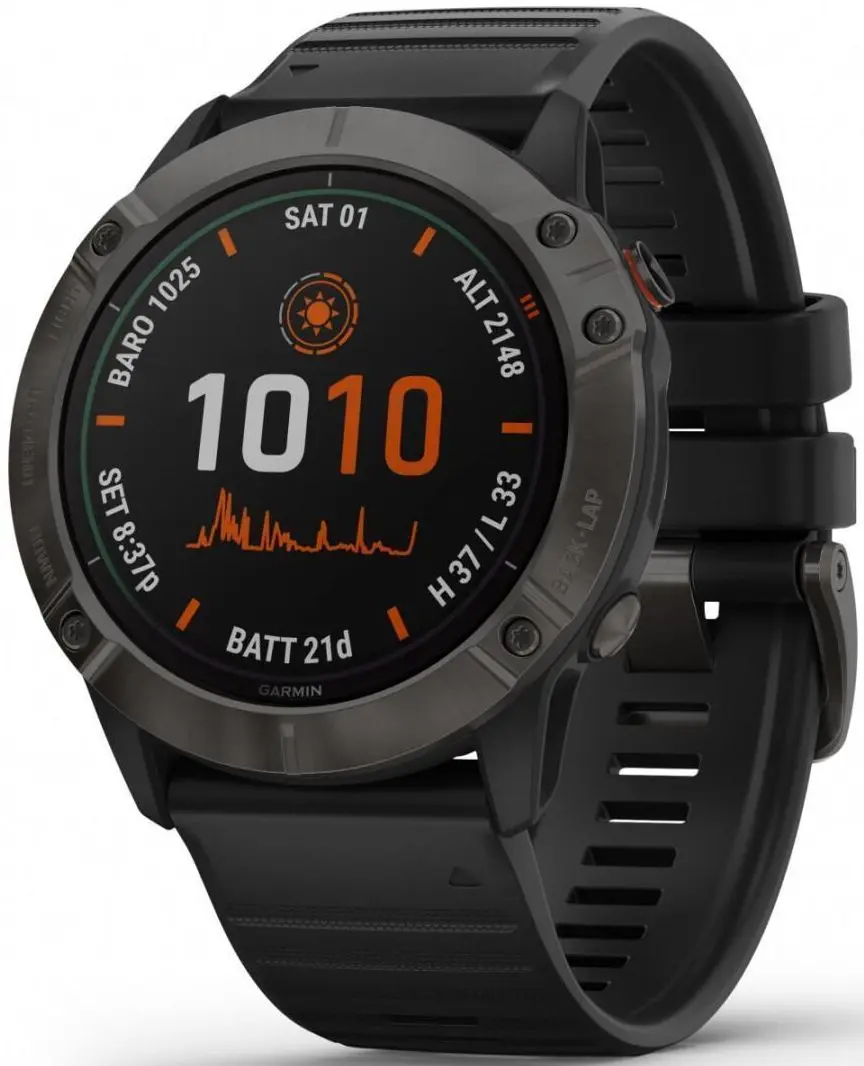 Смарт-часы Garmin Fenix 6X Pro Solar Titan DLC (Carbon Grey/Black) - 2