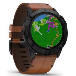 Смарт-часы Garmin Fenix 6X Sapphire Leather Band (Chestnut/Black) Thumb