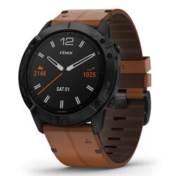 Ceas inteligent Garmin Fenix 6X Sapphire Leather Band (Chestnut/Black)