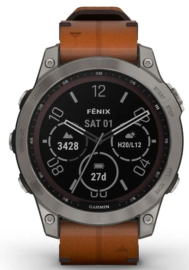 Сeas inteligent Garmin Fenix 7 Sapphire Solar (Graphite/Brown)