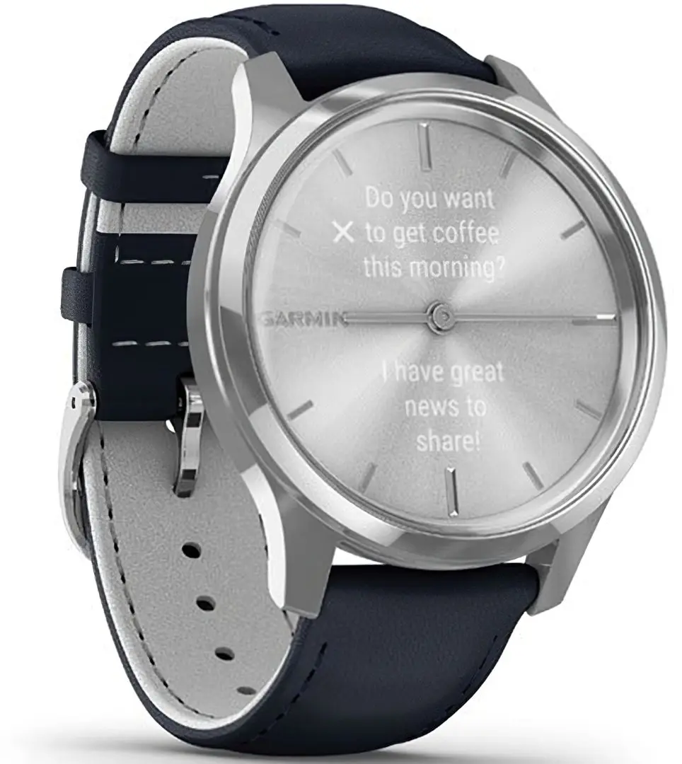 Ceas inteligent Garmin Vivomove Luxe Leather Band (Navy/Silver)