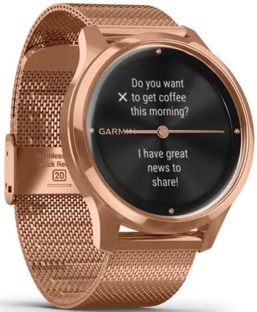 Ceas inteligent Garmin Vivomove Luxe Milanese Loop Band (Rose Gold/Black)