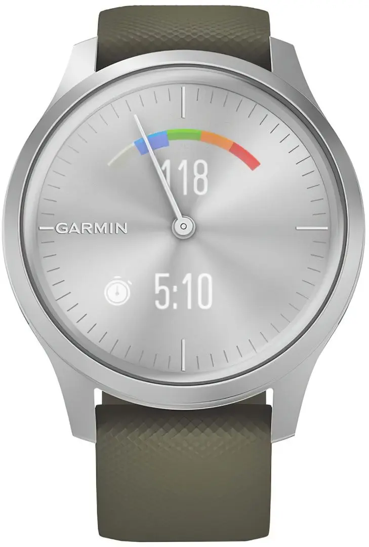 Ceas inteligent Garmin Vivomove Style Silicone Band (Moss/Silver)