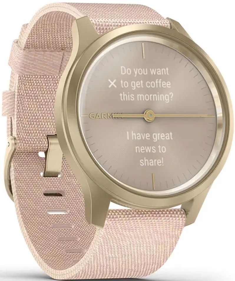 Ceas inteligent Garmin Vivomove Style Woven Nylon Band (Blush Pink/Light Gold)