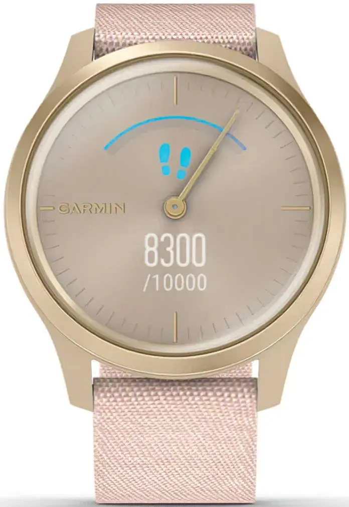 Ceas inteligent Garmin Vivomove Style Woven Nylon Band (Blush Pink/Light Gold)
