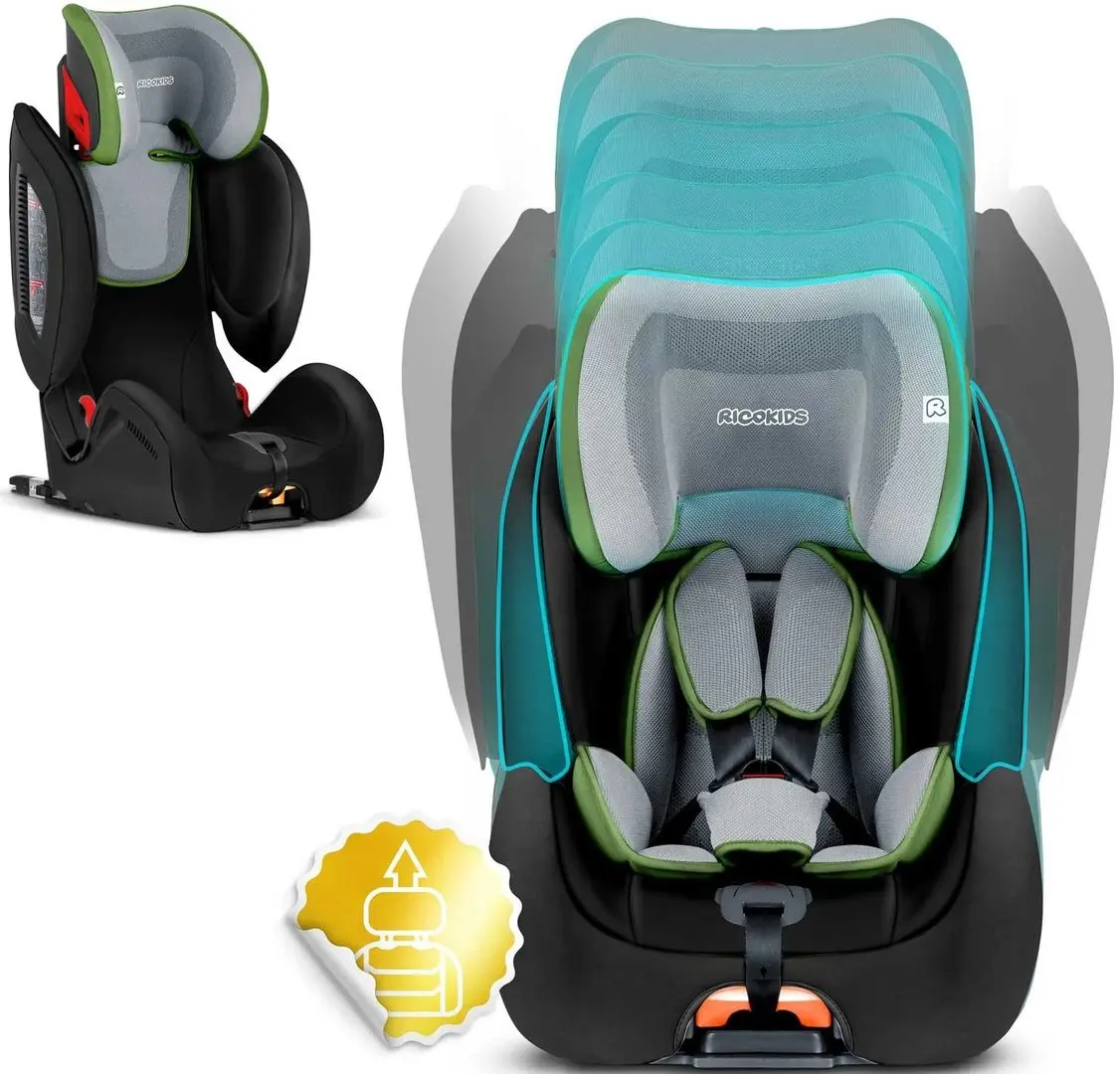 Автокресло Ricokids Qway 7082B Isofix (Black/Green) - 7