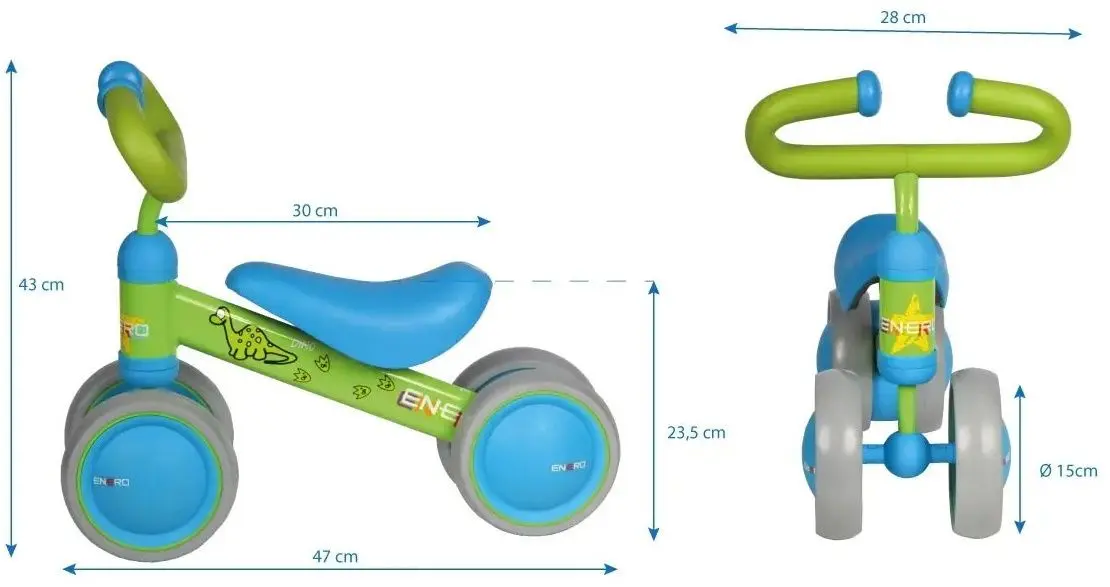 Bicicleta fara pedale Enero Dino 1020600 (Blue/Green) - 6