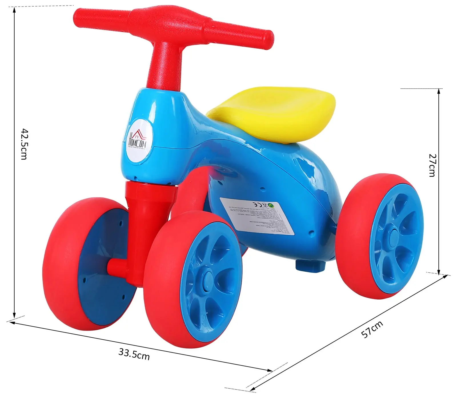 Bicicleta fara pedale Homcom 370-088BU (Red/Blue/Yellow) - 6