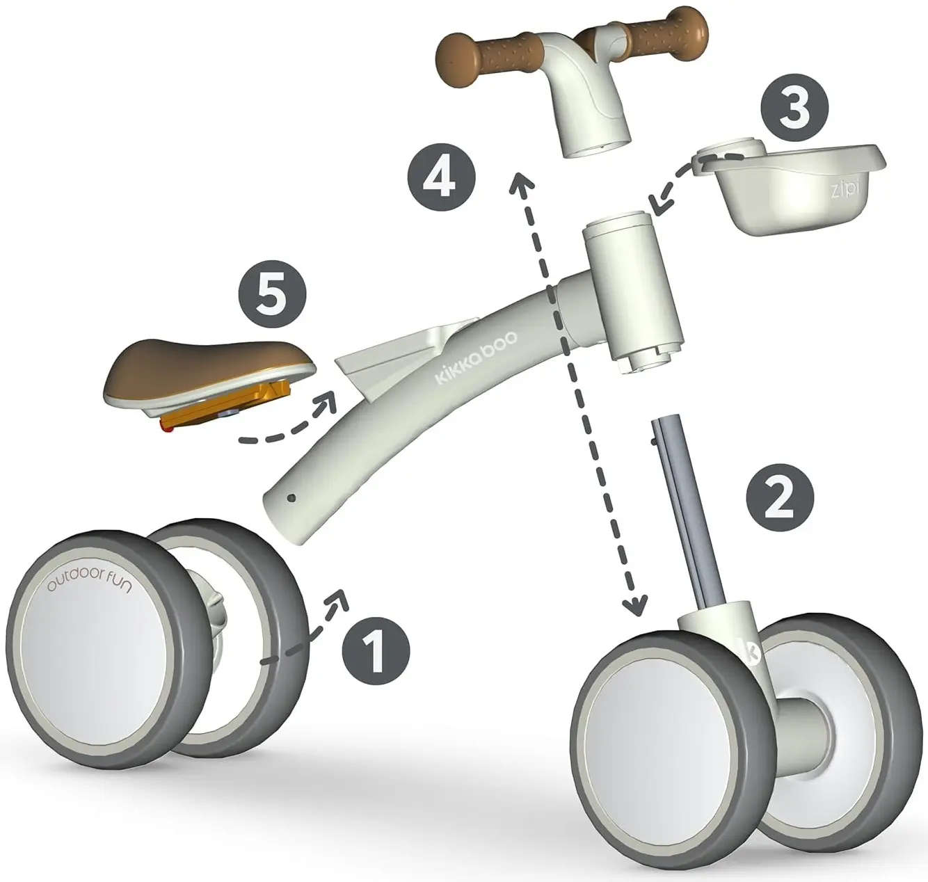 Bicicleta fara pedale Kikka Boo Zipi (Beige) - 5
