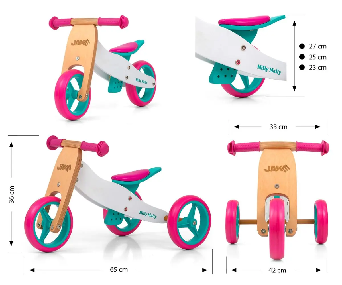 Беговел 2в1 Milly Mally Jake Classic Candy (White/Pink/Turquoise) - 6