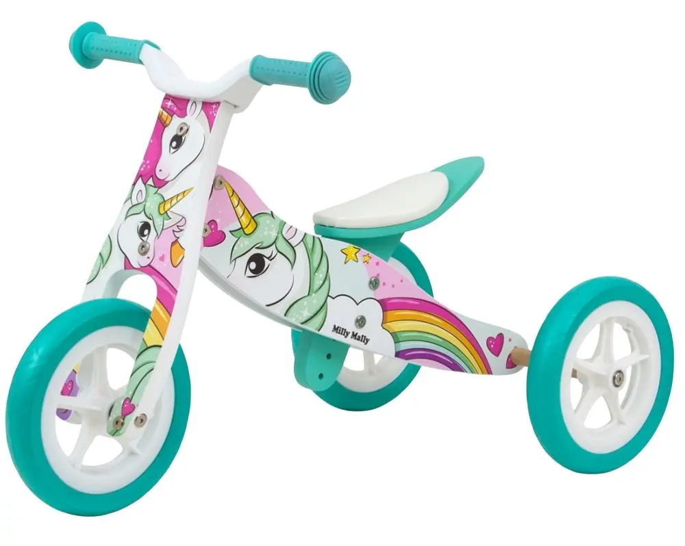 Bicicleta fara pedale 2in1 Milly Mally Look Unicorn (White/Turquoise)