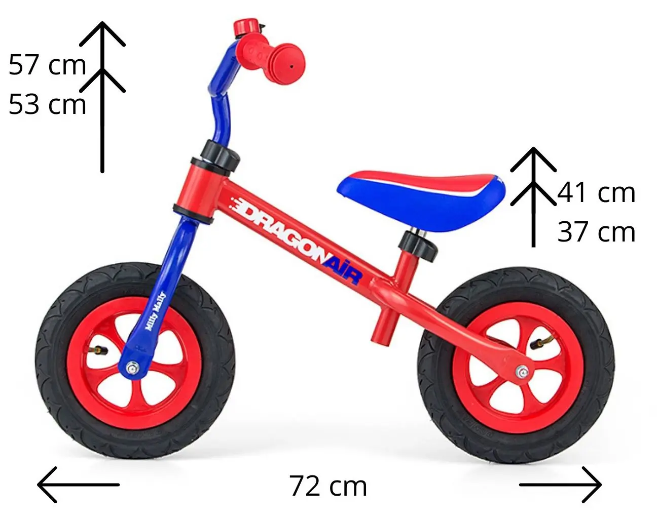 Bicicleta fara pedale Milly Mally Dragon Air (Red/Blue) - 2