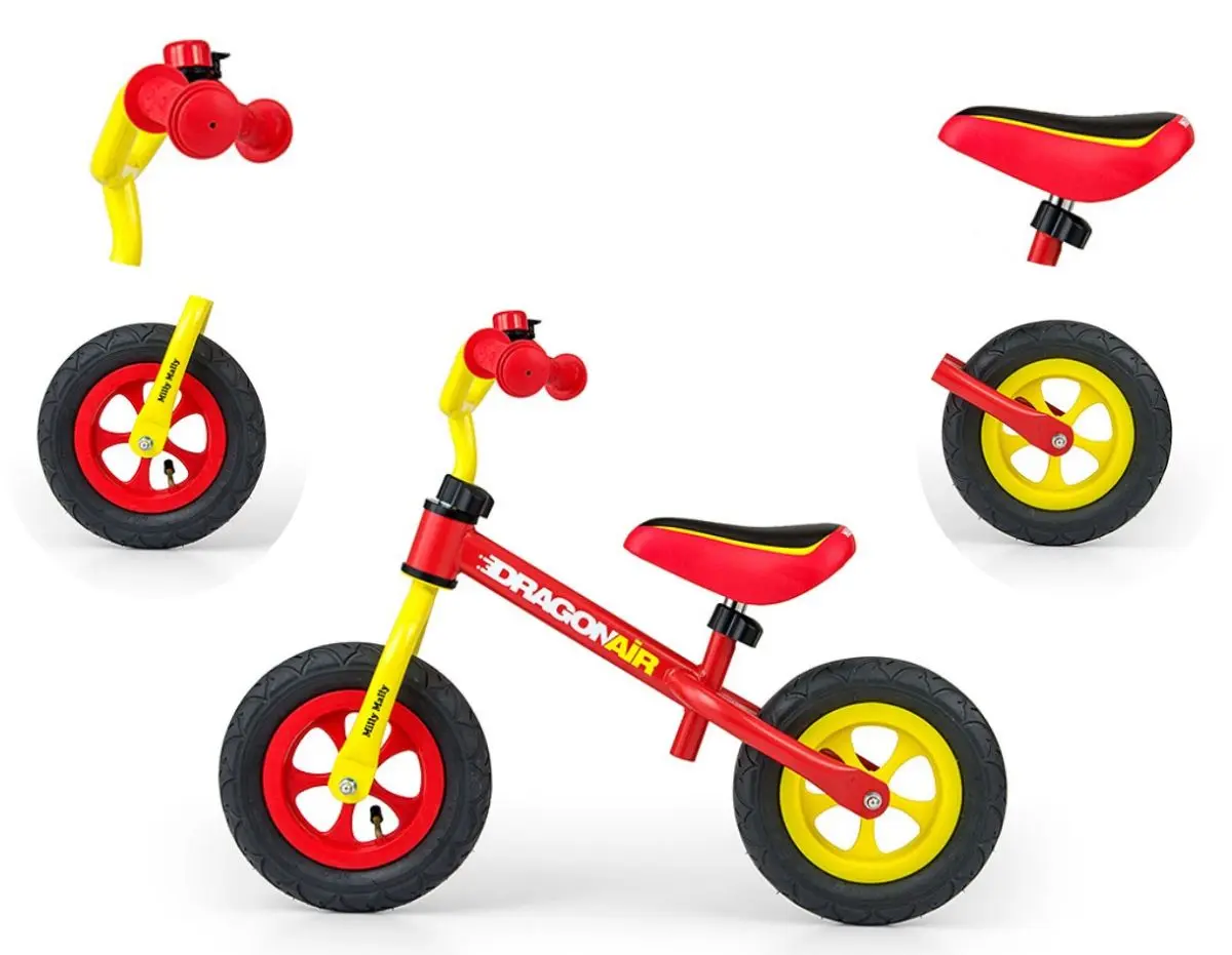 Bicicleta fara pedale Milly Mally Dragon Air (Yellow/Red) - 3