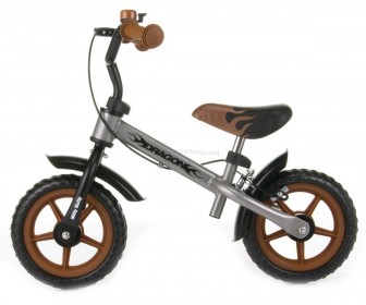 Bicicleta fara pedale Milly Mally Dragon Classic cu frana (Silver/Brown)