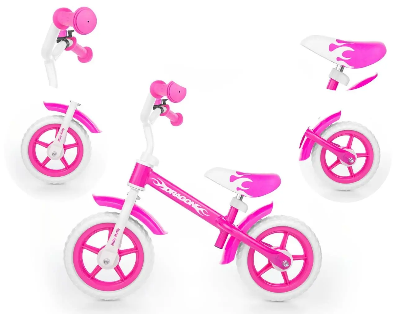 Bicicleta fara pedale Milly Mally Dragon (Pink) - 2