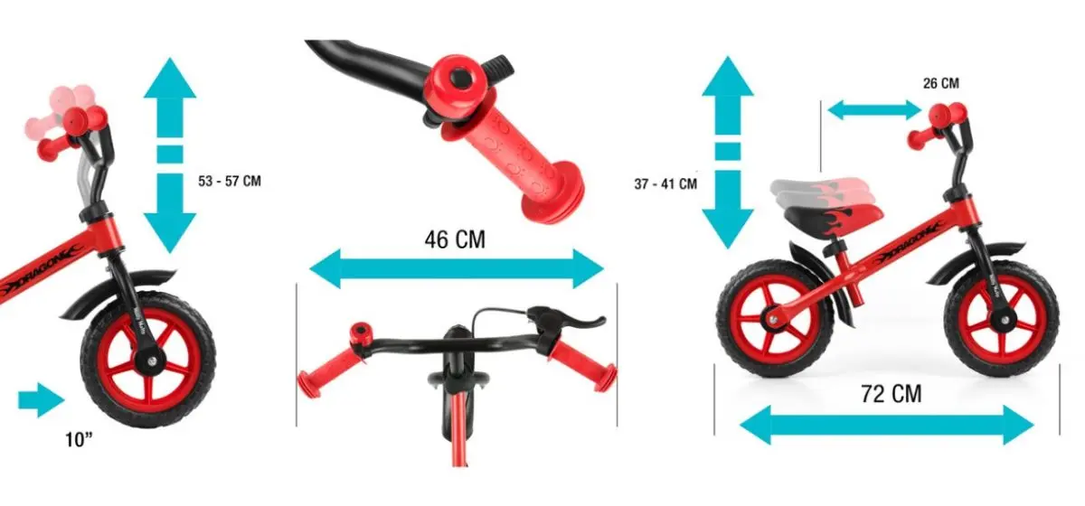 Bicicleta fara pedale Milly Mally Dragon (Red) - 4