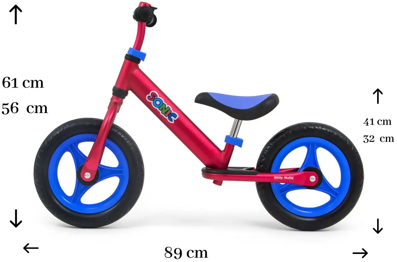 Bicicleta fara pedale Milly Mally Sonic (Red/Blue)