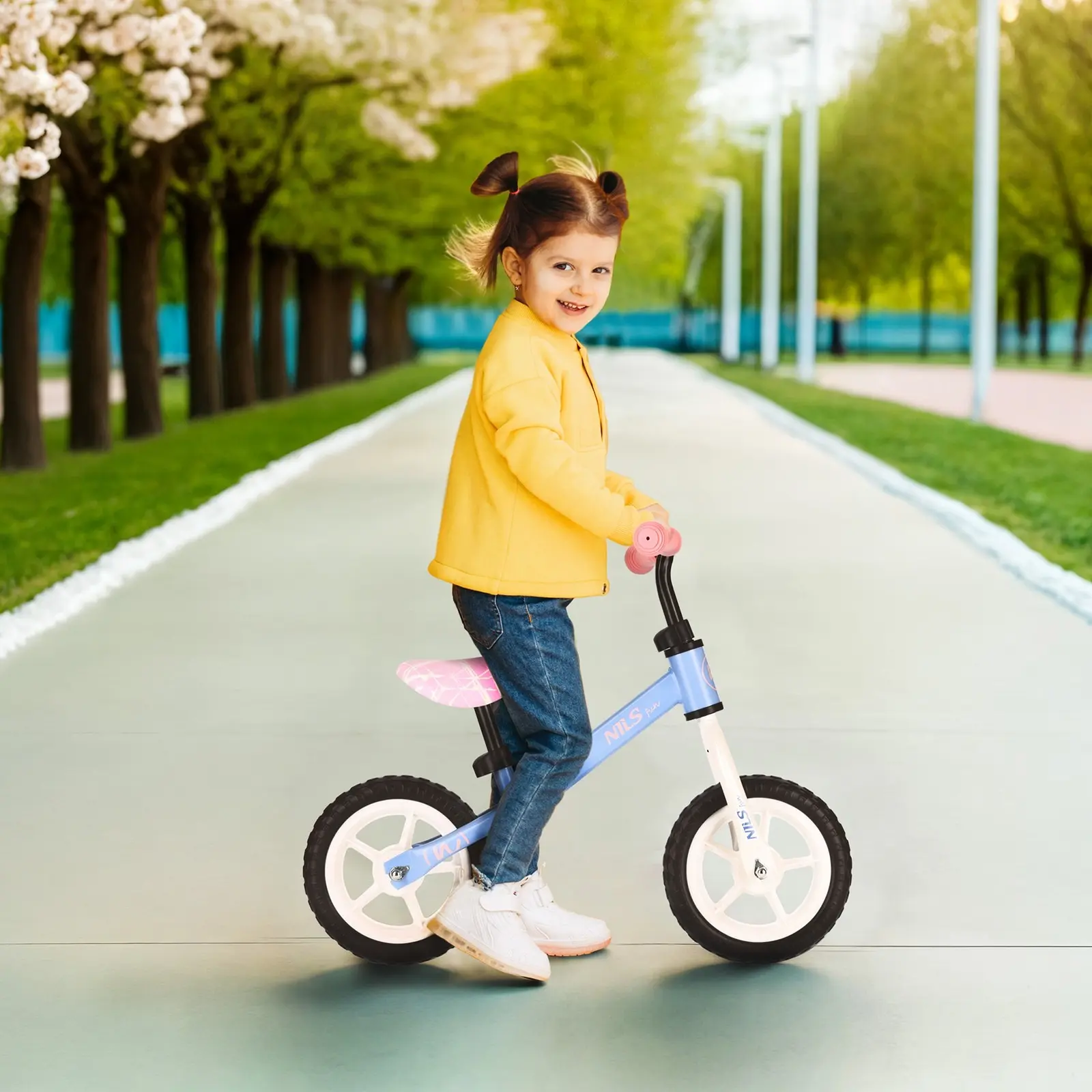 Bicicleta fara pedale Nils Fun RB134 (Blue/Pink) - 7