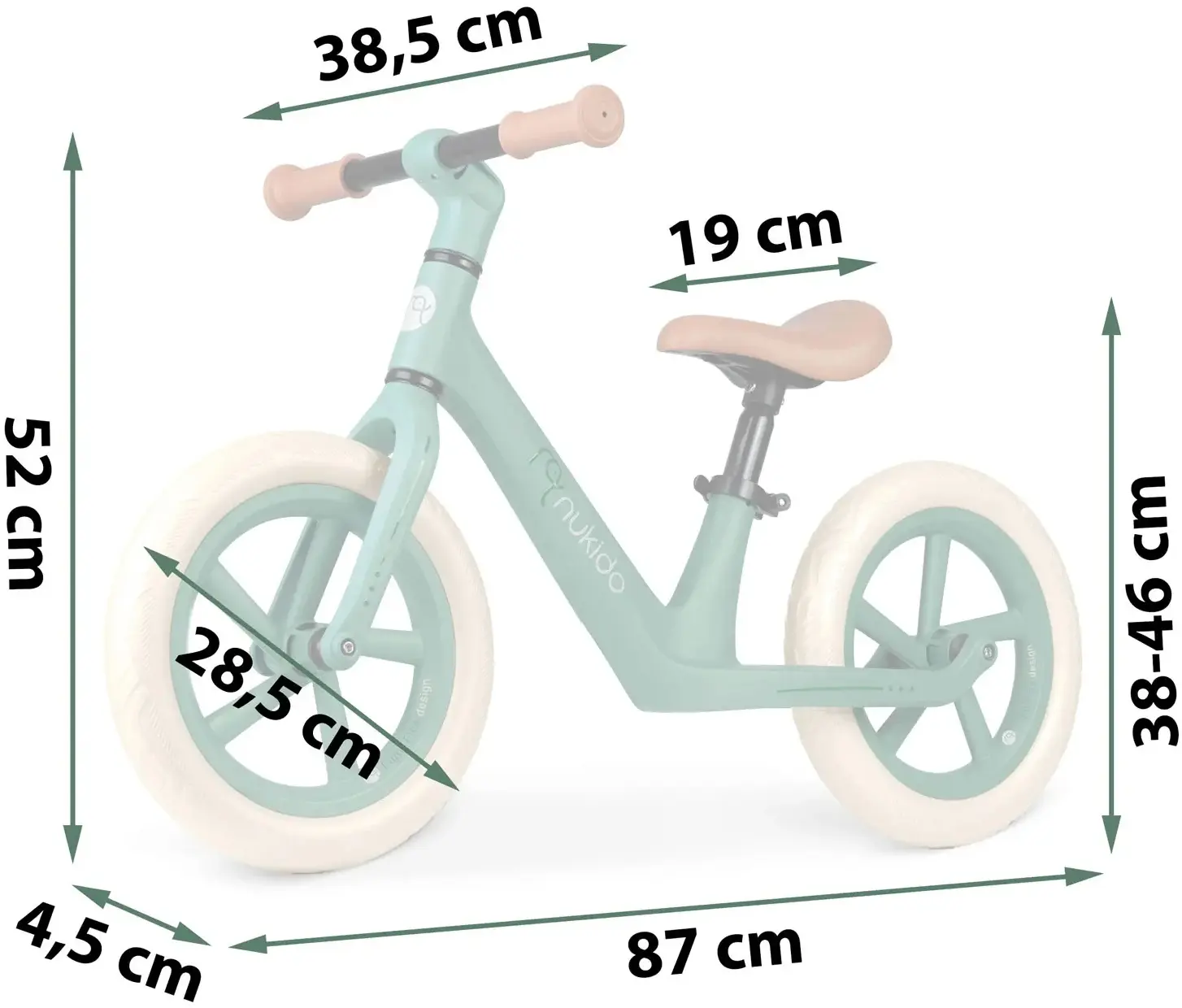Bicicleta fara pedale Nukido Light Flee 760403 (Green/Brown) - 2