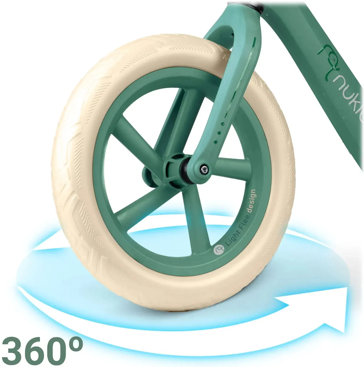 Bicicleta fara pedale Nukido Light Flee 760403 (Green/Brown) - 4
