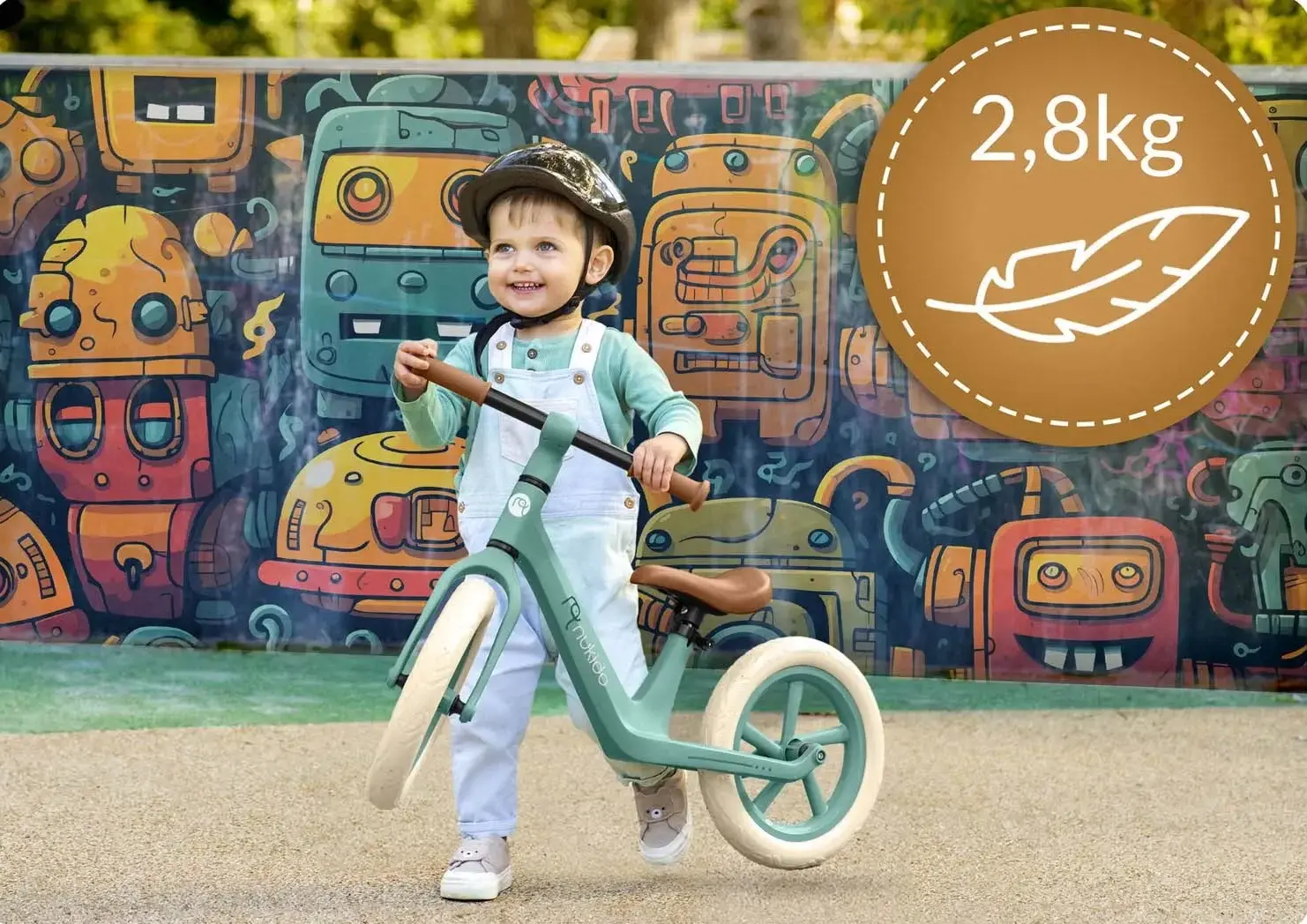 Bicicleta fara pedale Nukido Light Flee 760403 (Green/Brown) - 9