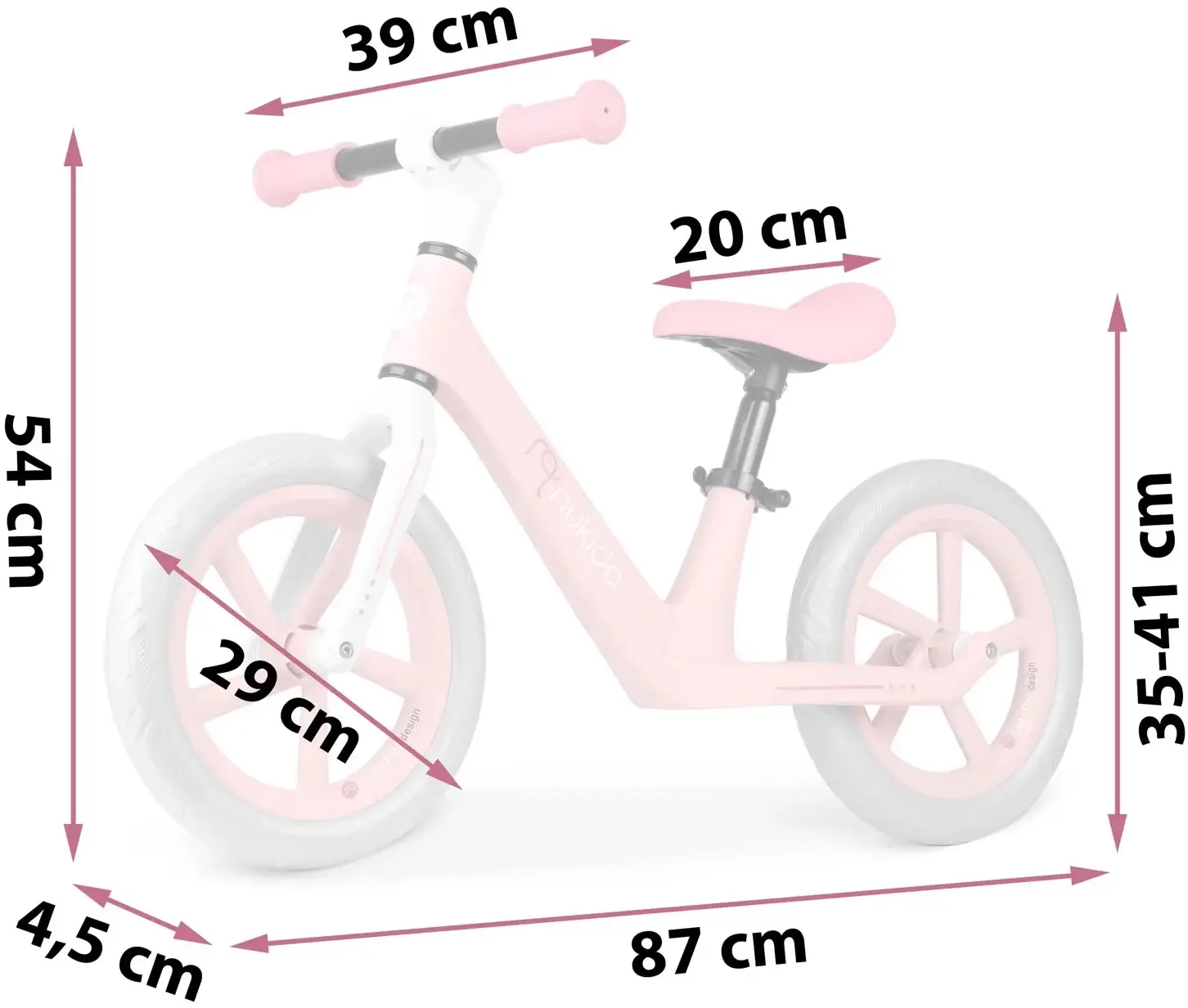 Bicicleta fara pedale Nukido Light Flee 760404 (Pink/Grey) - 2