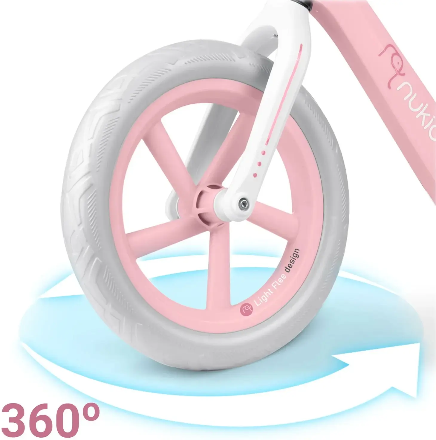 Bicicleta fara pedale Nukido Light Flee 760404 (Pink/Grey) - 4