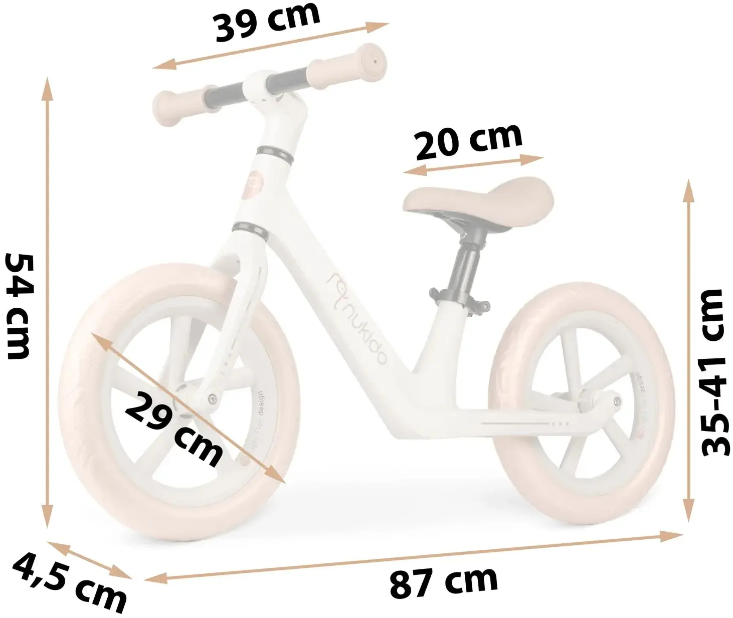Bicicleta fara pedale Nukido Light Flee 760405 (White/Beige) - 2