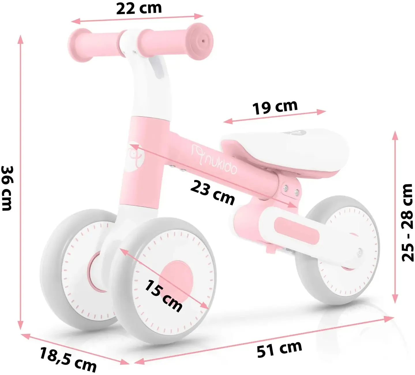Tricicleta fara pedale Nukido NK-603 760302 (White/Pink) - 2