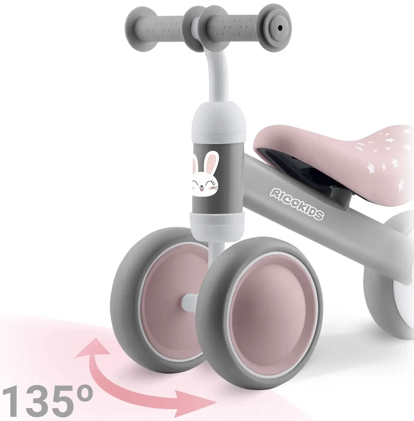 Tricicleta fără pedale Ricokids 760602 (Pink/Grey) - 6