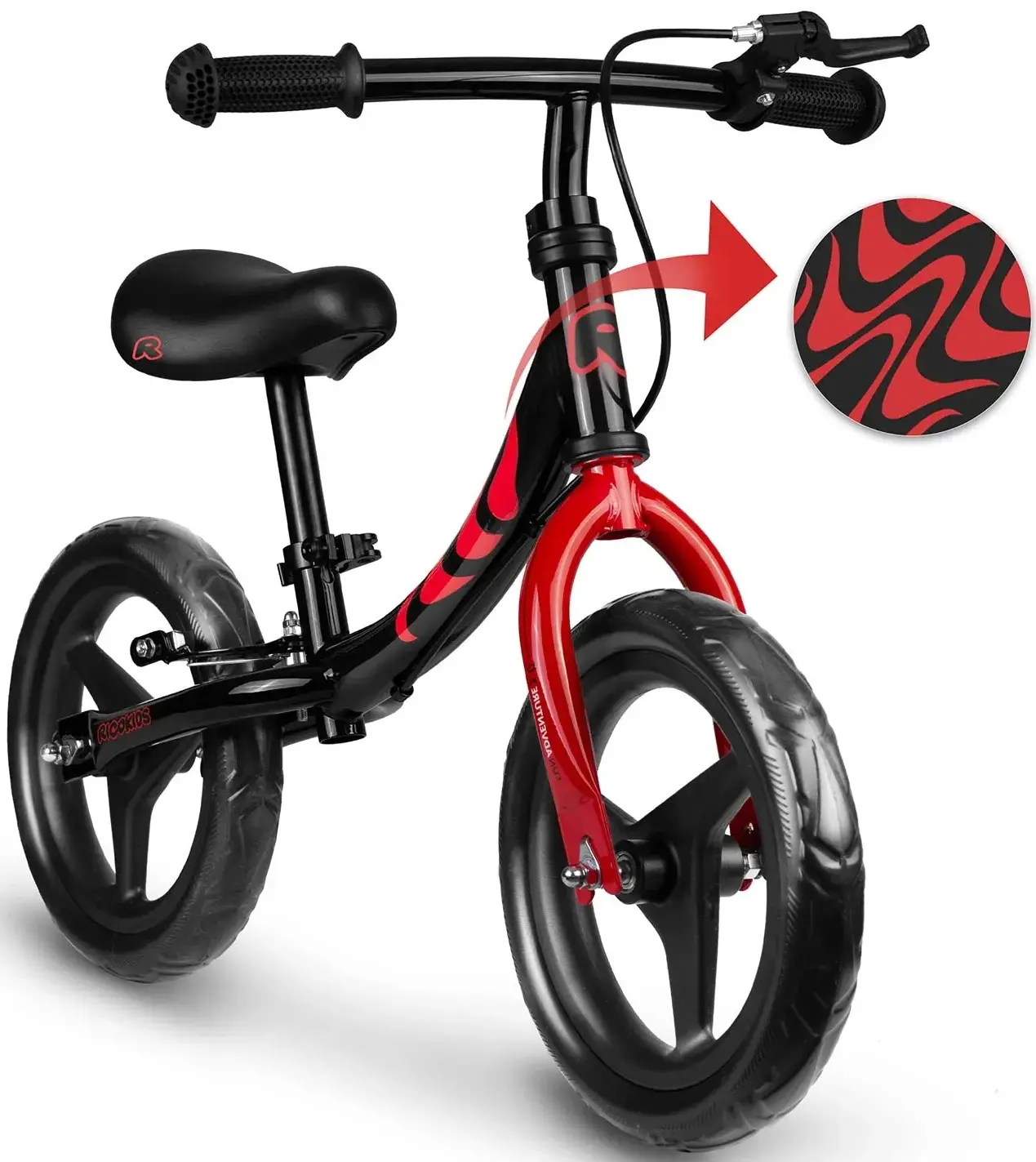 Bicicleta fara pedale Ricokids Fun Adventure 760804 (Red/Black) - 3