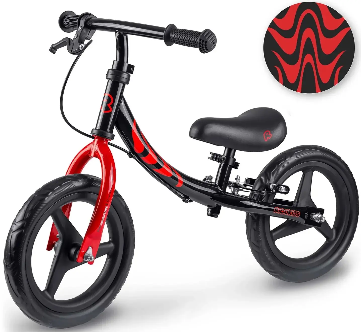 Bicicleta fara pedale Ricokids Fun Adventure 760804 (Red/Black) - 4