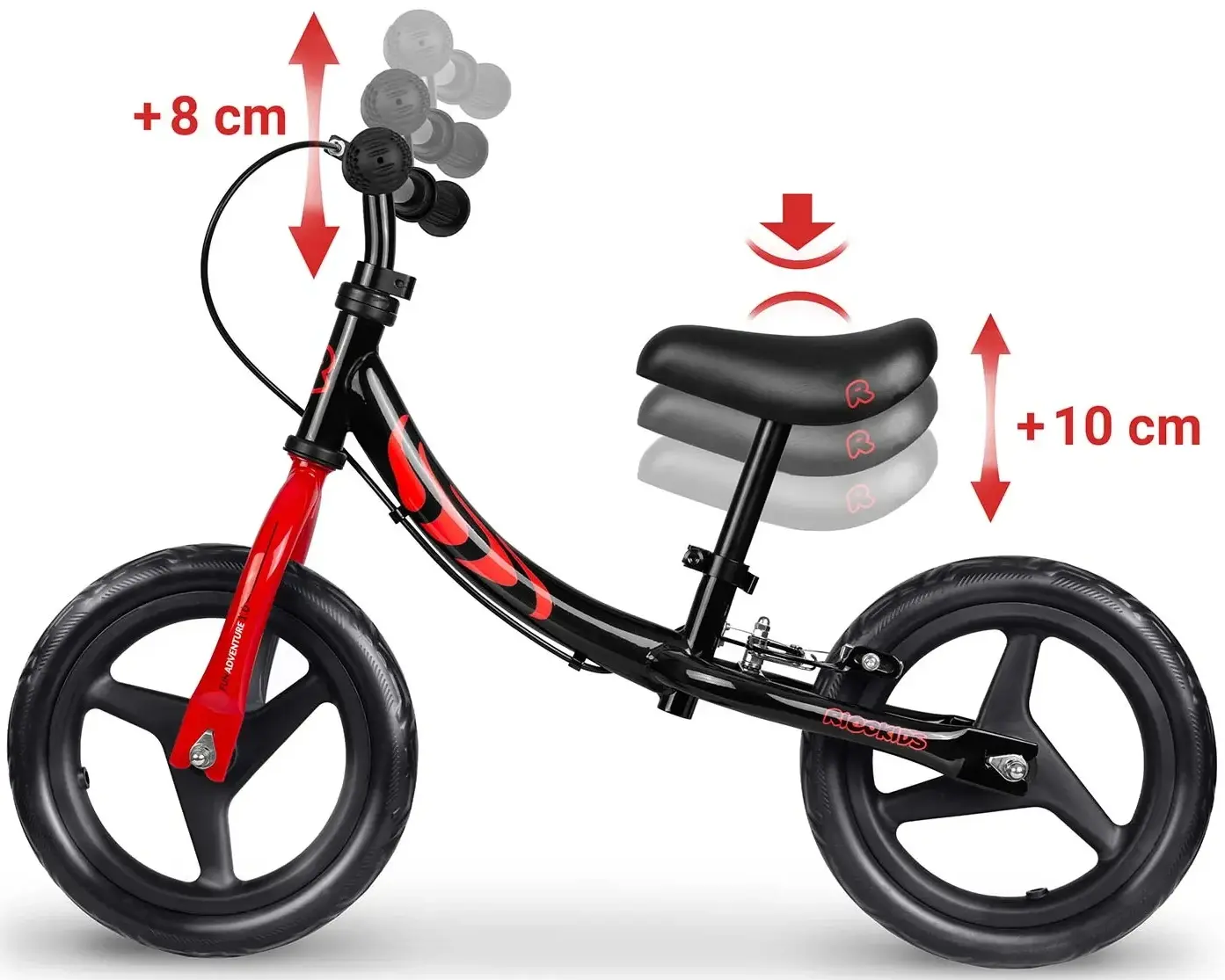 Bicicleta fara pedale Ricokids Fun Adventure 760804 (Red/Black) - 7