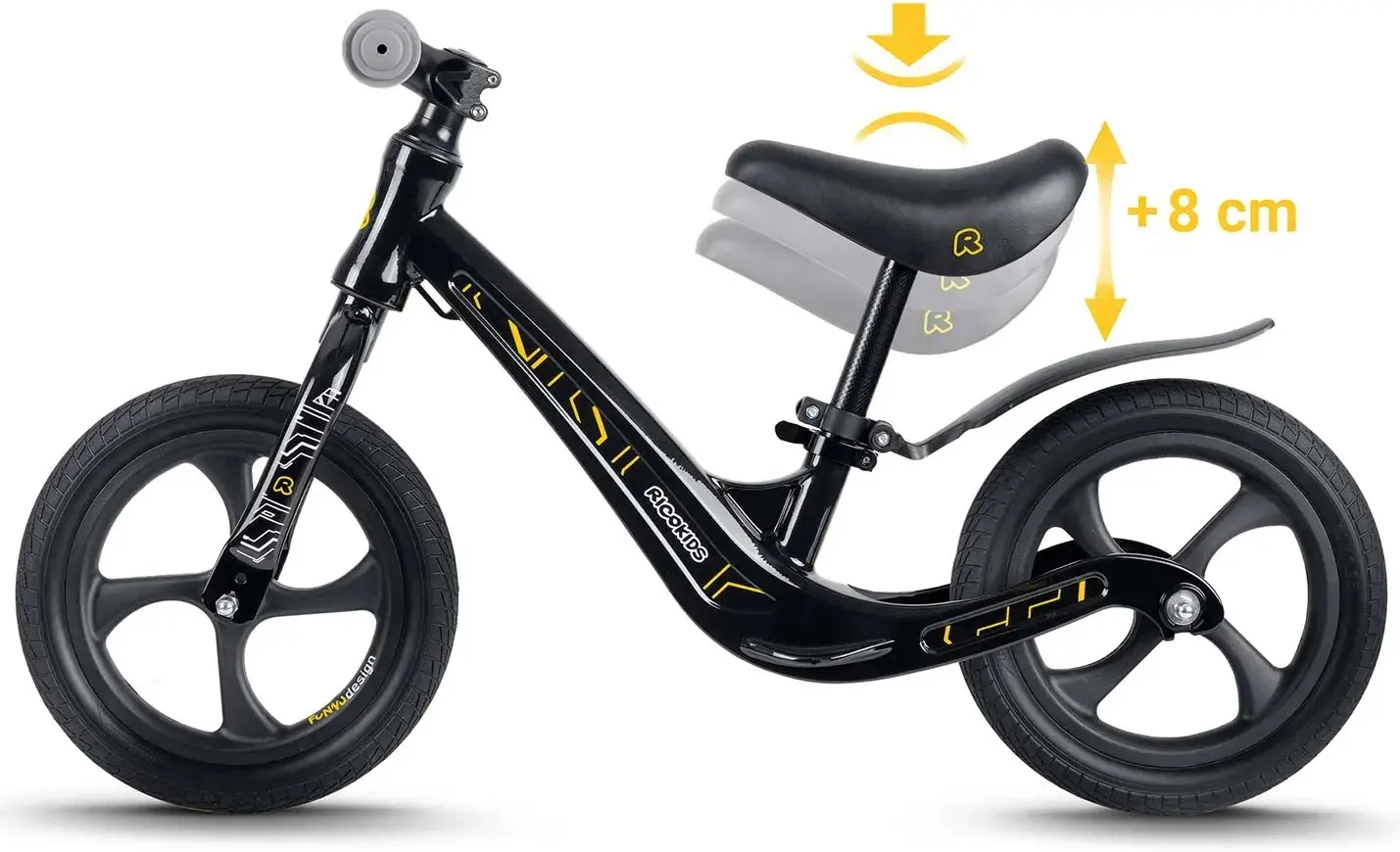 Bicicleta fara pedale Ricokids Funnu 760500 (Black) - 12