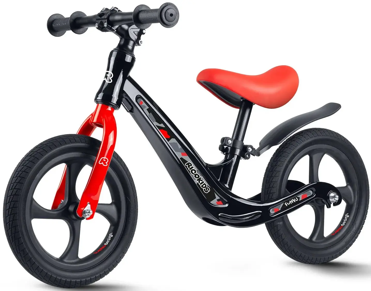 Bicicleta fara pedale Ricokids Funnu 760501 (Black/Red) - 2