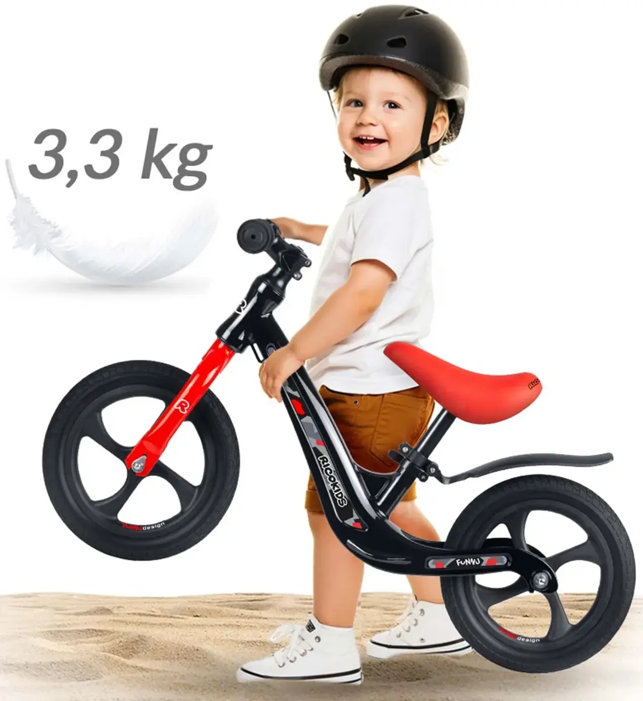 Bicicleta fara pedale Ricokids Funnu 760501 (Black/Red) - 7