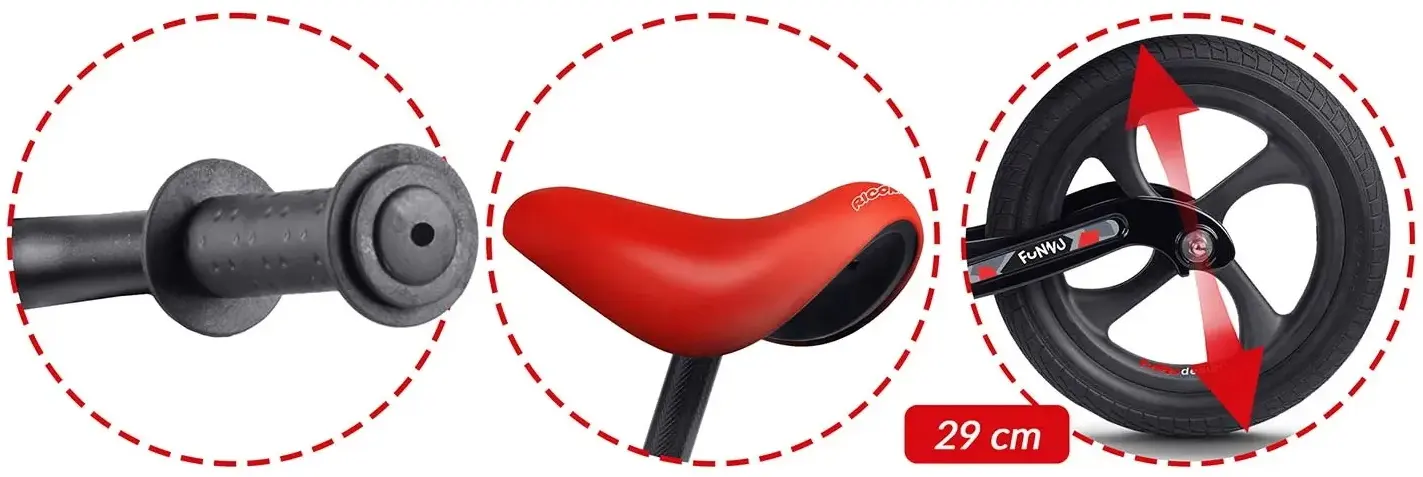 Bicicleta fara pedale Ricokids Funnu 760501 (Black/Red) - 9