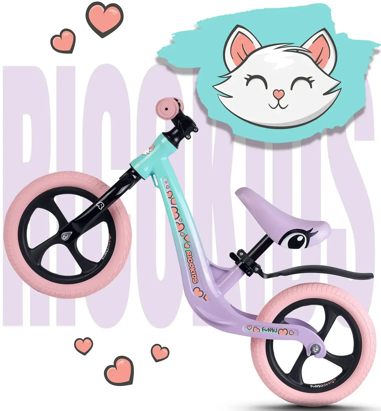 Bicicleta fara pedale Ricokids Funnu 760504 (Multicolour) - 5