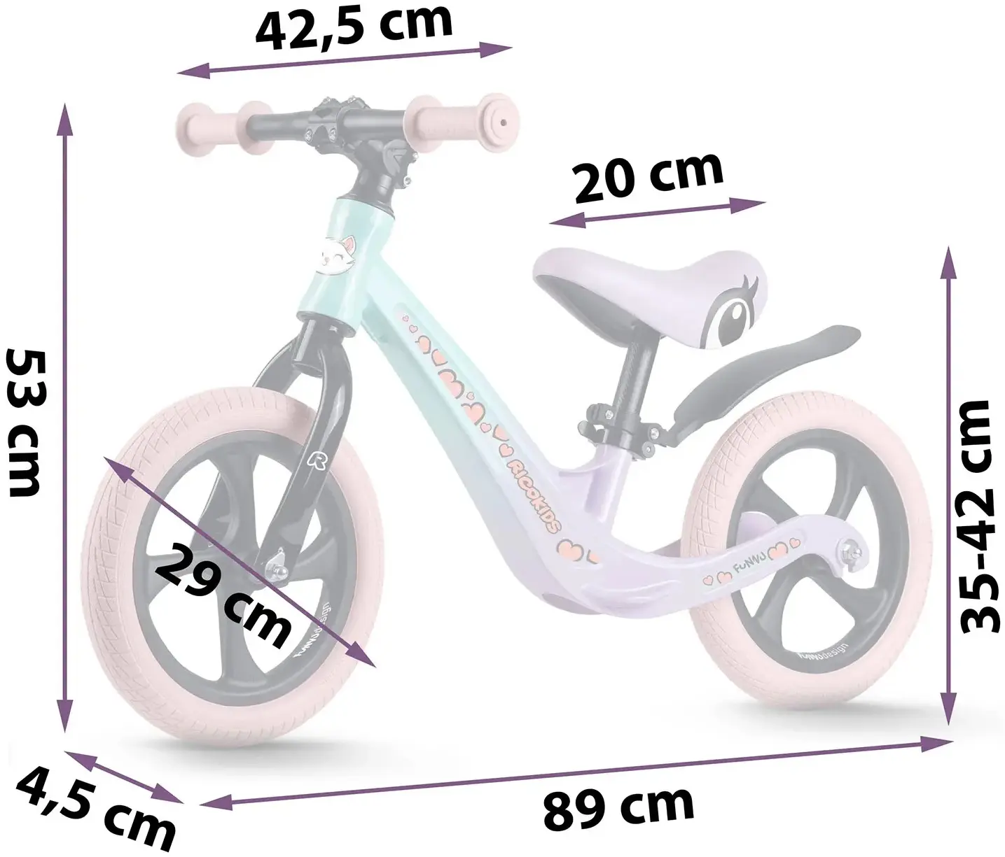 Bicicleta fara pedale Ricokids Funnu 760504 (Multicolour) - 6