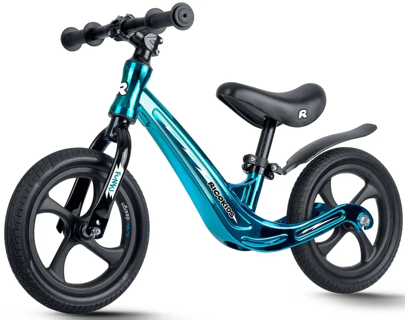 Bicicleta fara pedale Ricokids Funnu 760506 (Black/Metallic Blue) - 3