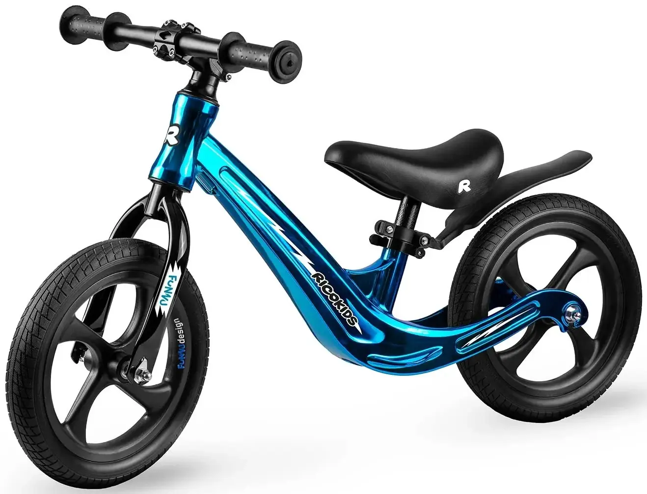 Bicicleta fara pedale Ricokids Funnu 760506 (Black/Metallic Blue) - 5