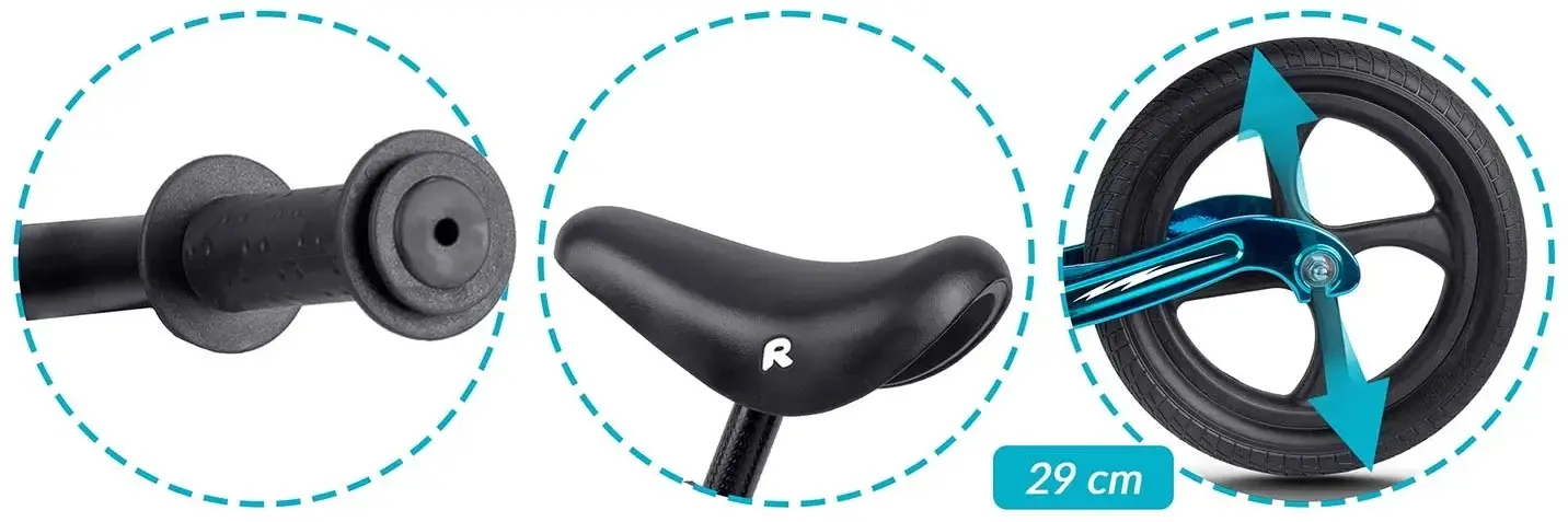 Bicicleta fara pedale Ricokids Funnu 760506 (Black/Metallic Blue) - 8