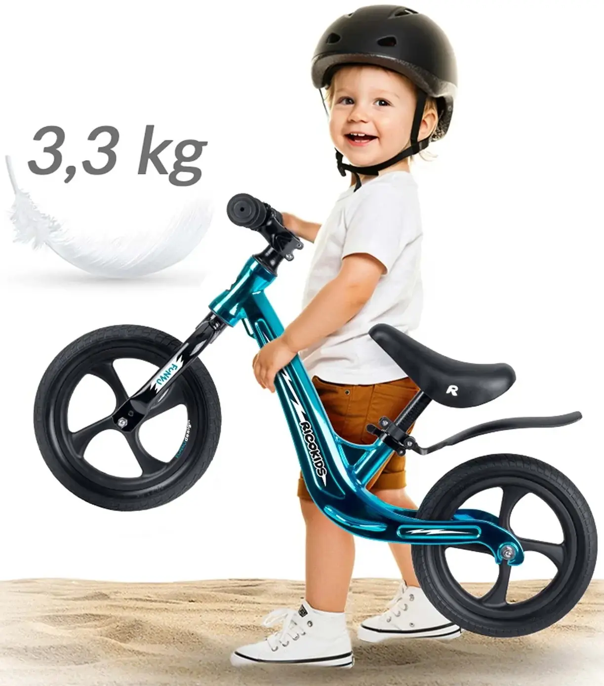 Bicicleta fara pedale Ricokids Funnu 760506 (Black/Metallic Blue) - 10