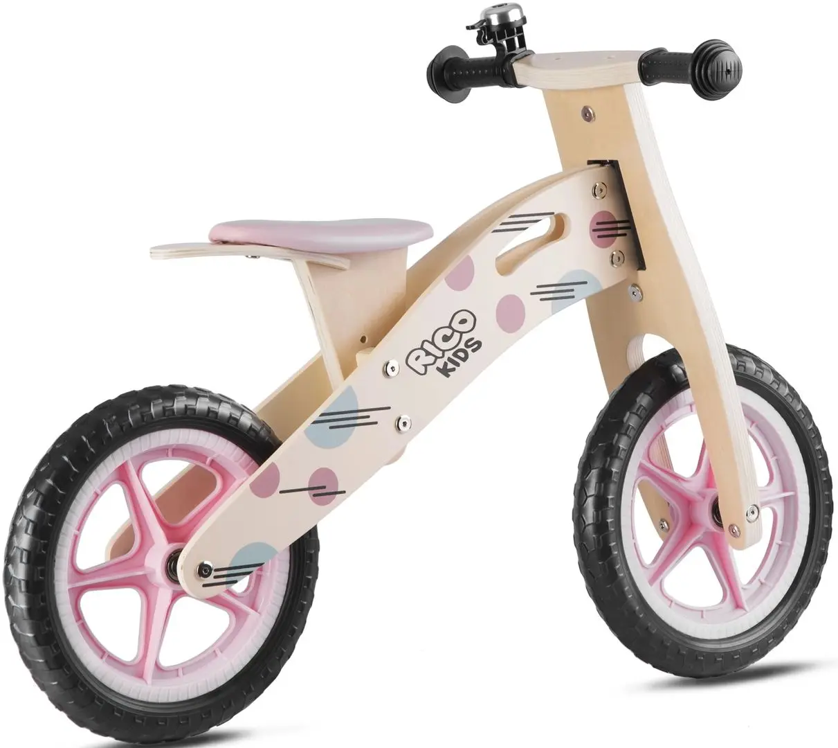 Bicicletă fără pedale RicoKids RC-611 (Wood/Pink)
