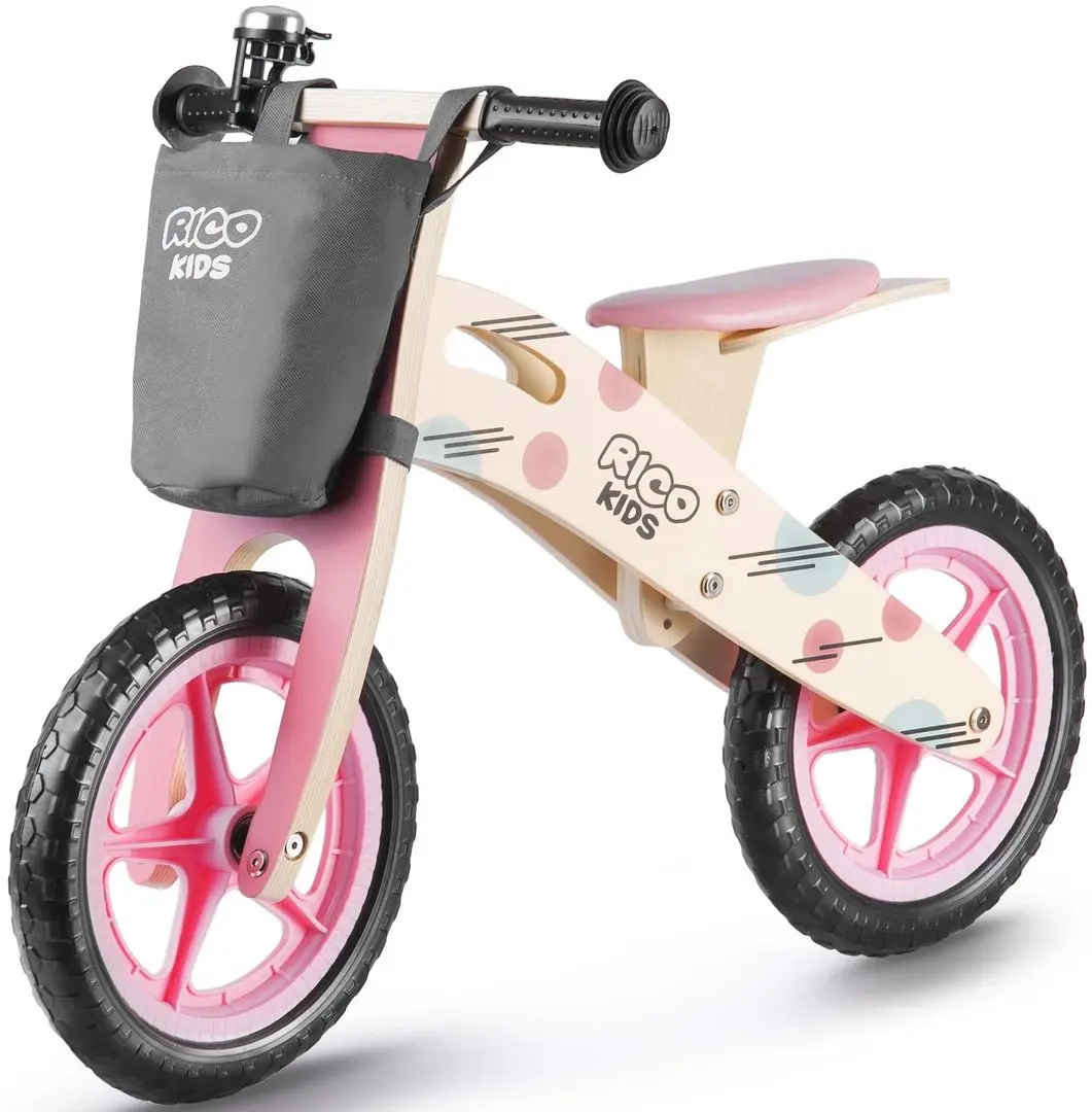 Bicicletă fără pedale RicoKids RC-611 (Wood/Pink)
