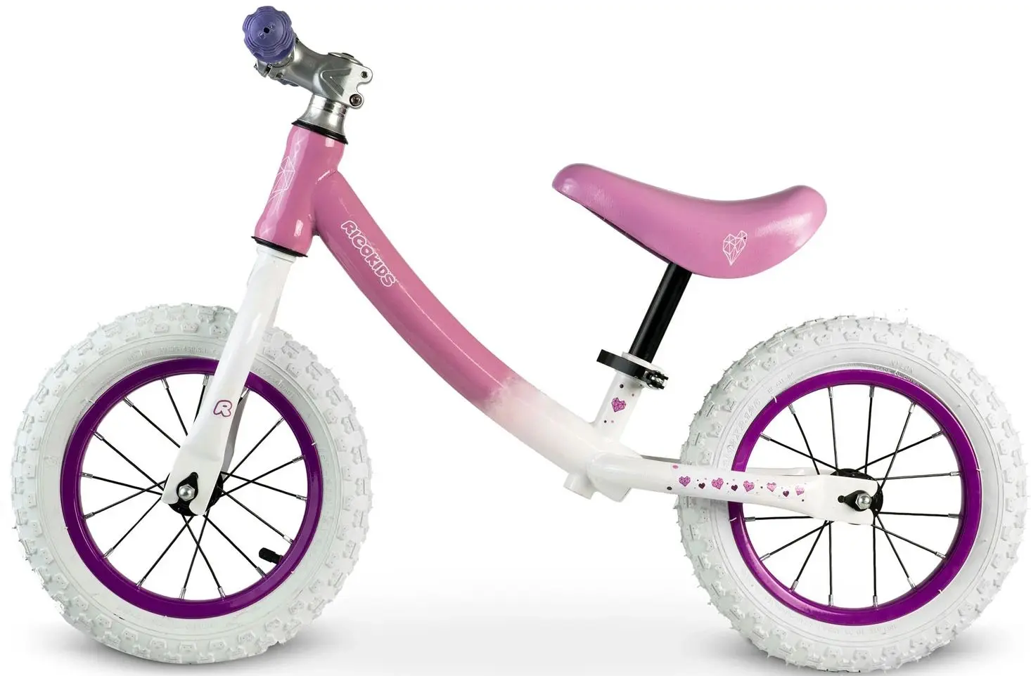 Bicicleta fara pedale Ricokids Rowerek (White/Pink)