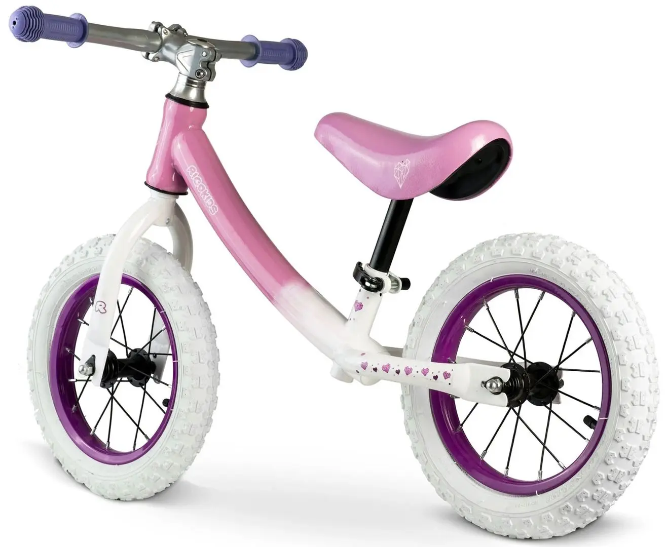 Bicicleta fara pedale Ricokids Rowerek (White/Pink)
