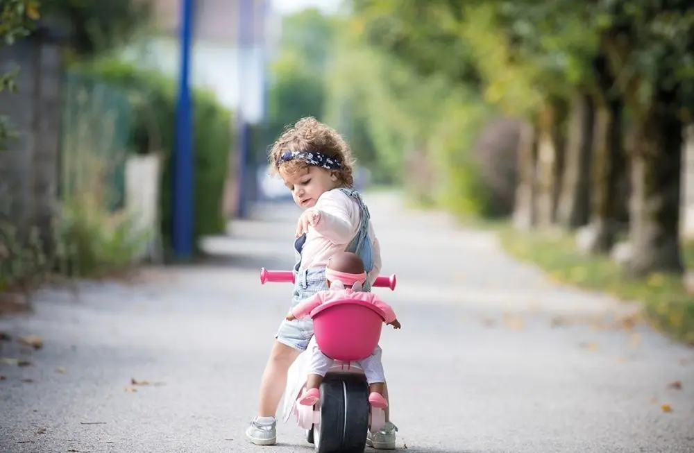 Bicicletă fără pedale Smoby Corolle Ride-On 721004 (White/Pink) - 3