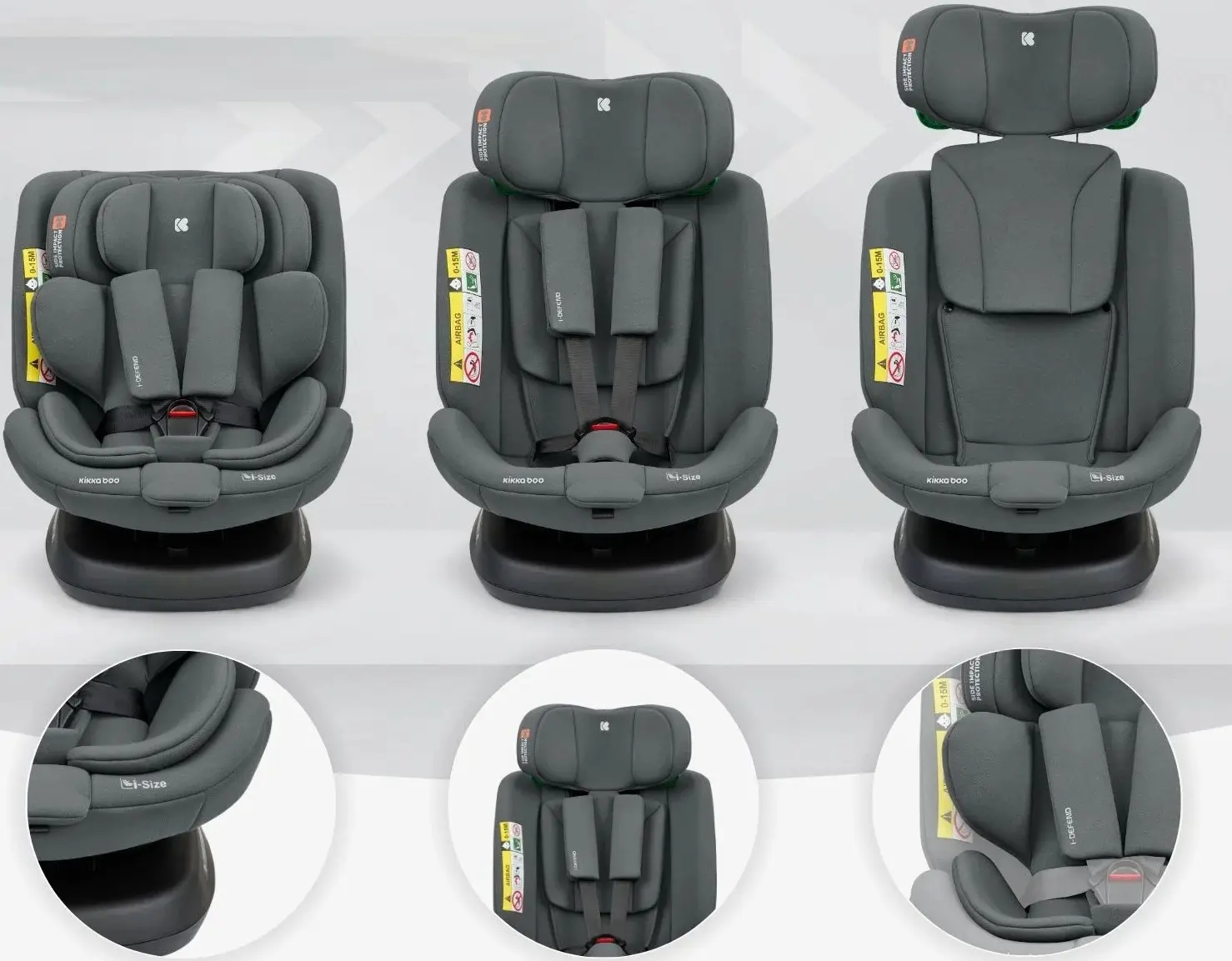 Scaun auto Kikka Boo i-Defend (Grey) - 3